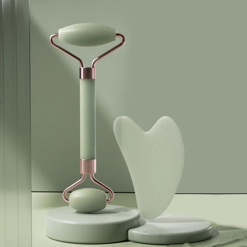 Face Lift Sculpting Set – Jade Roller + Gua Sha for Instant Glow