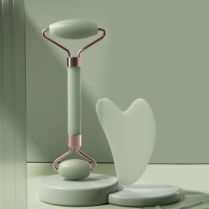 Face Lift Sculpting Set – Jade Roller + Gua Sha for Instant Glow